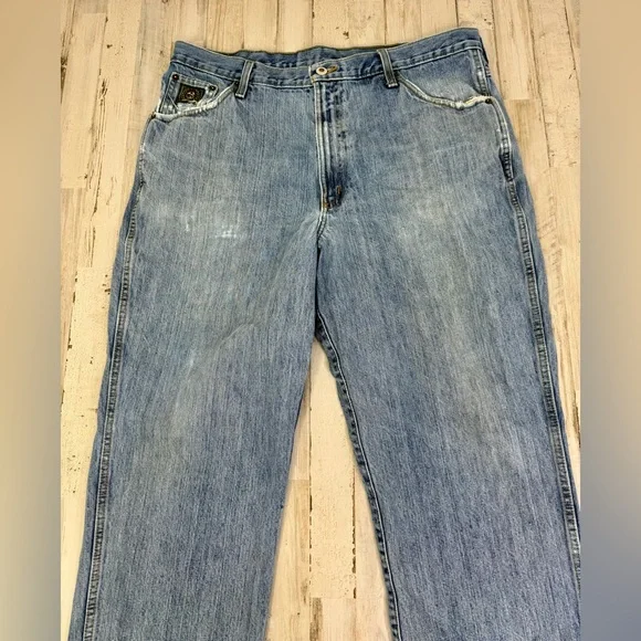 Cinch Up Workwear Straight Light Washed Jeans Men’s 38x30 Denim Thrashed - Picture 3 of 11